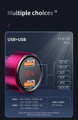 Tẩu sạc nhanh 45W màn hình hiển thị dùng cho xe hơi Baseus Magic Series Quick Charge (LED Display, PD/ QC 3.0/ PPS/ SCP/ AFC, Quick Charger )