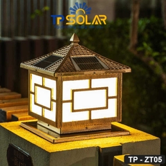 [30x28x34cm] Đèn Trụ Cổng Năng Lượng Mặt Trời TP Solar TPZ-05 Hình Ngôi Nhà Mái Chóp