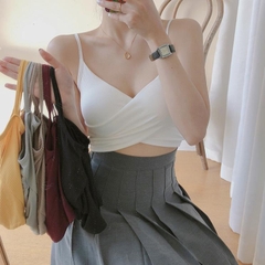 Áo 2 dây thể thao nữ có đệm ngực kiểu Hàn quốc, vải cotton lạnh, thun gân, mặc thể thao, dạo phố - AYT001