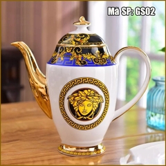 Bộ ấm trà Versace sứ xương cao cấp vẽ vàng 18K GS02