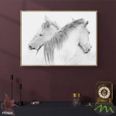 Tranh nghệ thuật hai chú ngựa trắng PEN94
