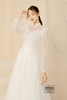 Áo dài cô dâu ren tay hoa sen trắng ADT295