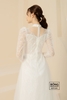Áo dài cô dâu ren tay hoa sen trắng ADT295