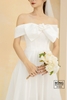 Váy cưới phi nhật nơ hoa chính diện trắng VC836