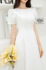 Váy cưới phi nhật trắng cổ tròn 6 mảnh kèm nơ DC760