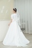 Váy cưới phi nhật trắng nơ kép dài DC330