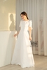 Váy cưới phi nhật trắng suông nơ kép DCN701