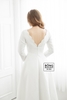 Váy cưới trắng tay dài nơ hở lưng DC994